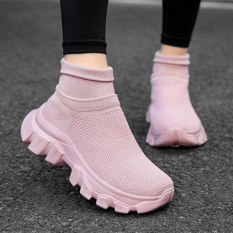 Socks and shoes women's autumn new high-top student casual couple sports short boots large size men's shoes