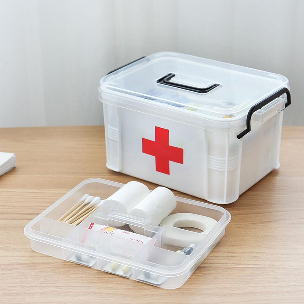 Transparent First Aid Box Portable Medicines Storage Box Safety Emergency Kits