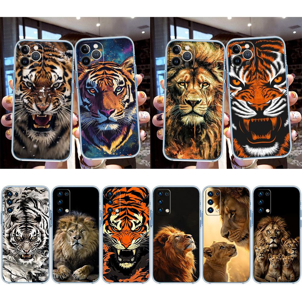 Tier Tiger Löwe Transparente Handyhülle für Samsung Galaxy A04 A04S A14 A23 A34 A54 M23 M33 M52 M53
