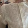 French Retro Crochet Shirt with Lace Petal Collar, Apricot, Long Sleeve, Gentle Style for Spring/Autumn Women's Fashion
