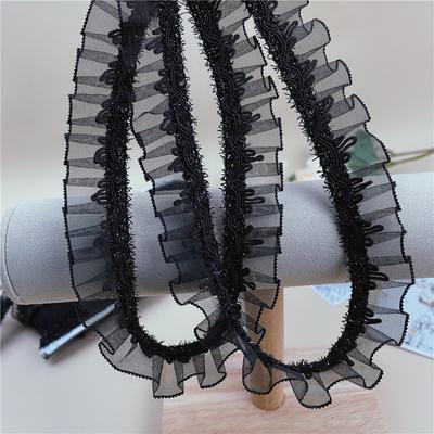 Heißer Verkauf Schwarzes Glänzendes Falten-Spitzenband Für Bastelarbeiten Band DIY Hochzeitskleid Tasche Hut Kopfbedeckung Rock Kleidung Nähzubehör