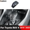 For Toyota RAV4 RAV 4      2024 Carbon Fiber Car Gear Shift Knob Head Frame Cover Trim Interior Accessories
