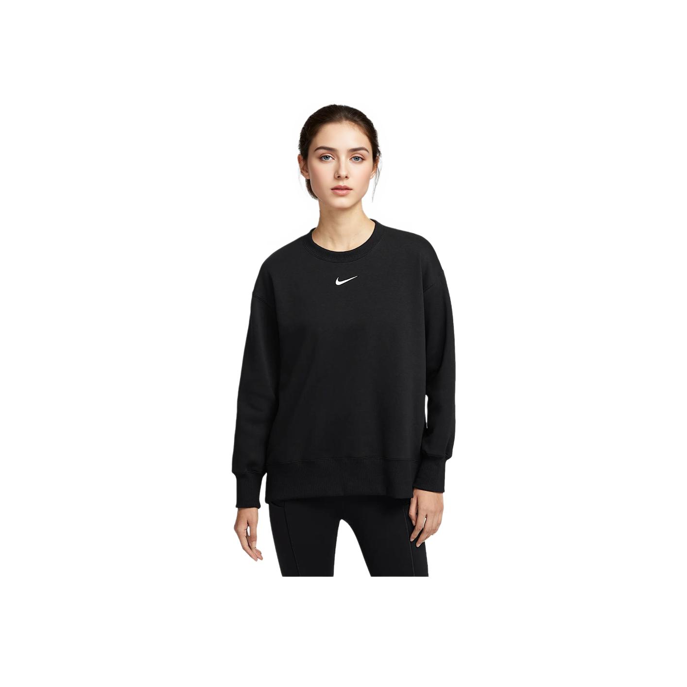 Nike Sportswear Phoenix Fleece FW24 Fleece Warm Crewneck Long Sleeve Sweatshirt Women sweatshirt Black Sail FZ4271-010 S