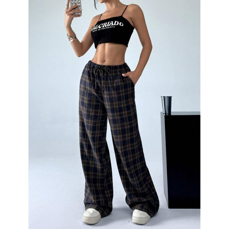 New Spring and Autumn Leopard Print Straight-line Casual Pants for Women with High Waist Loose Wide-leg Trousers