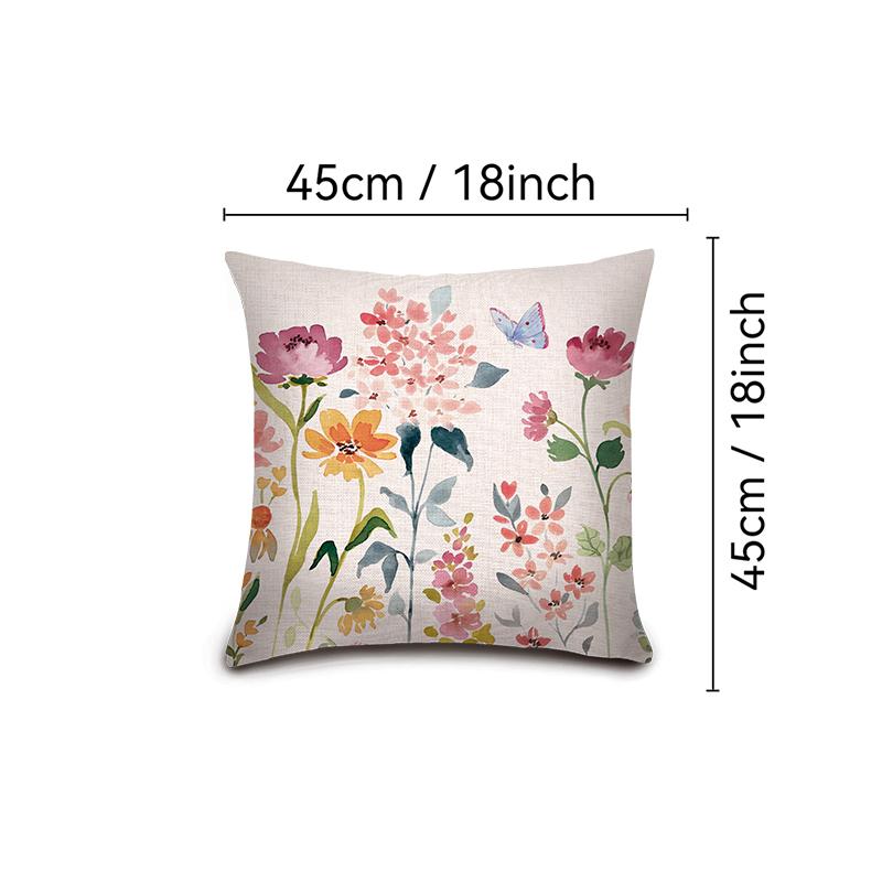1pc Floral Printed Decorative Pillowcase, Suitable for Living Room Sofa Bed Chair Bedroom Decoration, Flower Printed Pattern