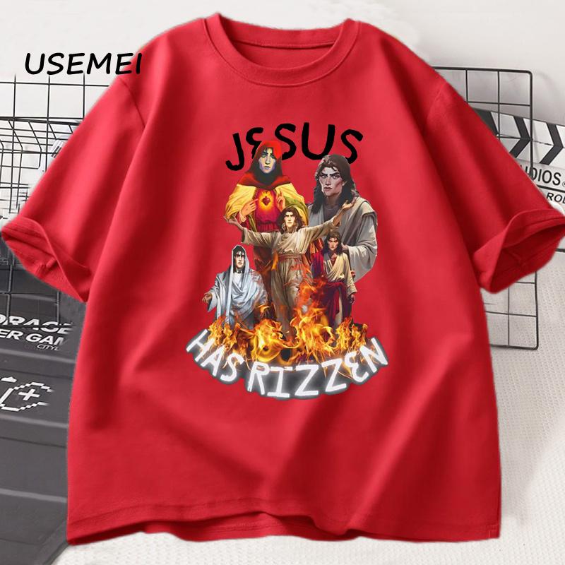 Jesus Has Rizzen Arcane Viktor Meme TShirt Unisex Women Gamer Lover Short Sleeve T Shirt Casual Cotton Round Neck Tees Streetwear S