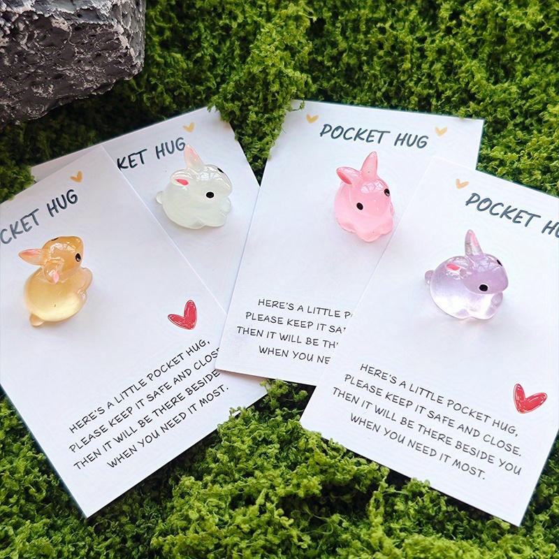 Fun Glow-In-The-Dark Easter Bunny Pocket Hug with Inspirational Card, for Birthdays,And Easter, Mother'S Day, Father'S Day.