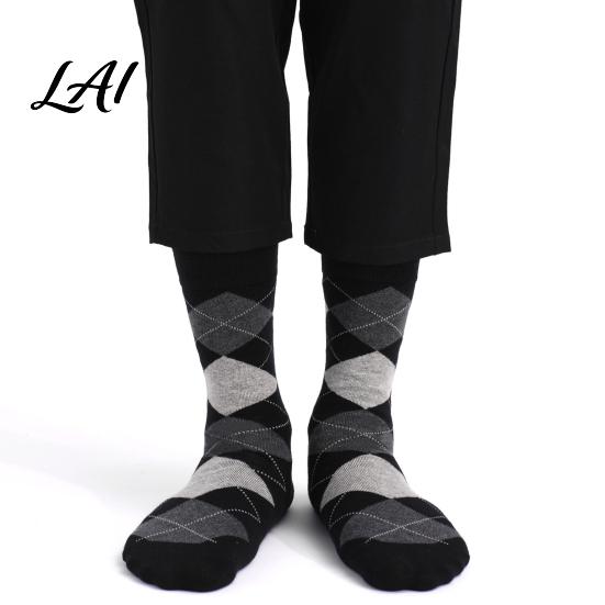 Soft Combed Cotton Footwear Men's Dress Socks Comfortable Crew Sock Solid Striped Plaid Dotted Breathable Business Socks Long Large for