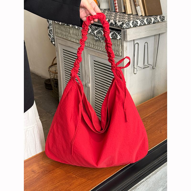 Folded Drawstring Cloud-shaped Bag - Large Capacity, Laid-back Style, Single Shoulder Crossbody Bag, Commuting Bag