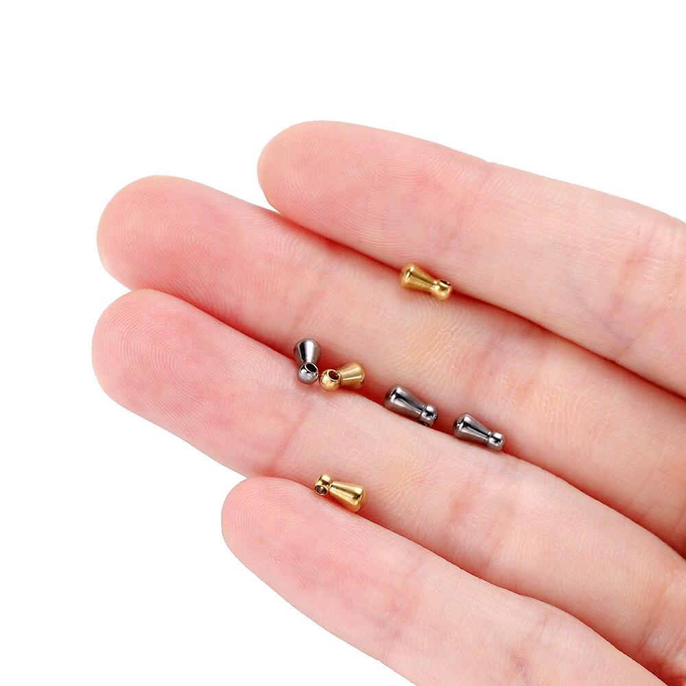 10 Stück Goldfarbene Edelstahl-Wassertropfen-Anhänger Endperlen Schwanzverlängerungskette für DIY-Schmuckherstellungszubehör