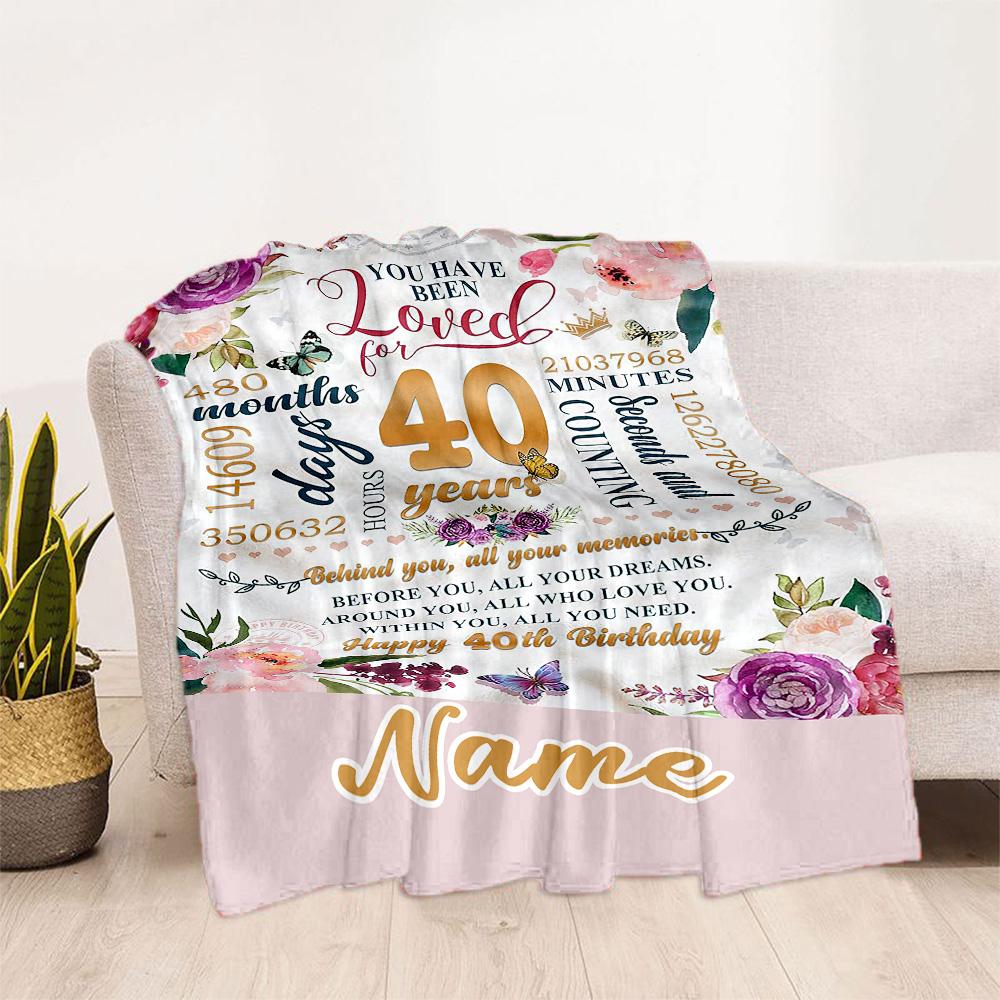 Happy 40th Birthday Personalized Text Blanket Lightweight Personalized Blanket Durable Comfort Versatile for Office Chair Sofa Picnics Living Room