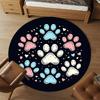 1pc Paw Prints Hearts Round Chair Mat Area Rug - Non-Slip, Floor Mat for Office, Bedroom, and Indoor Decor -1002158