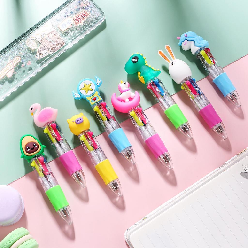Korean Cute Animal Head 4-Color Click Ballpoint Pen