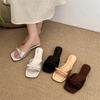 Silver Slope Heel Small Cool Slippers Fairy Shoes New Summer Fashion Outer Wear Low Heel Niche Sandals