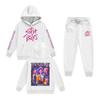 Kids' Long Sleeve Loose Pullover Letter Print Drawstring Hooded Sweatshirt Sweatpants Set