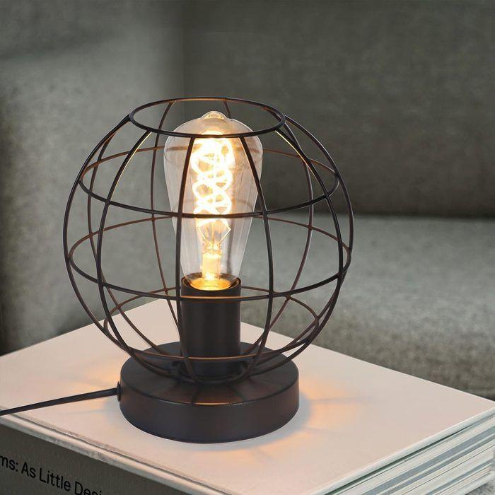 Lampe de Table - NETTLIFE - Vintage - Noir - Métal - Douille E27