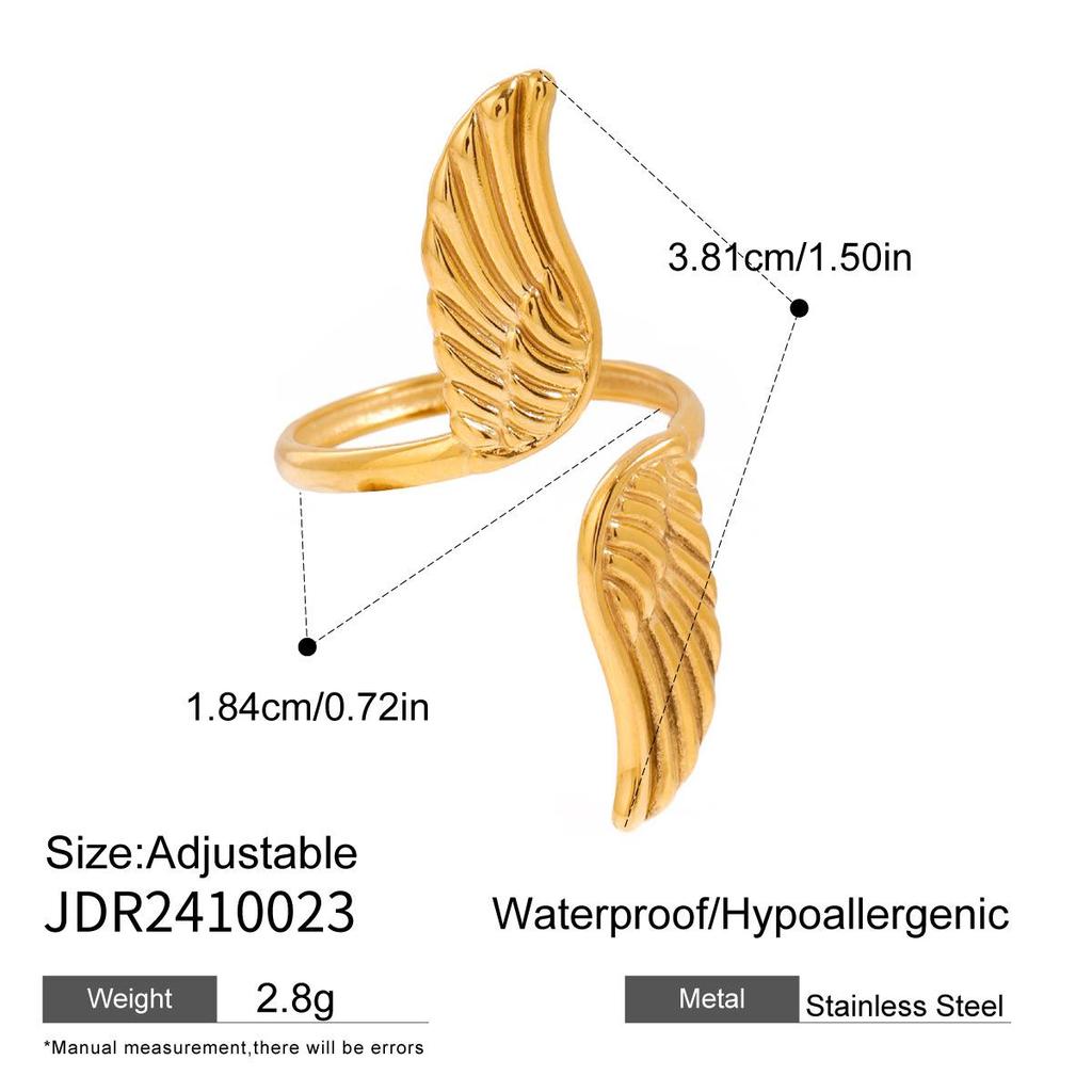 Stainless Steel Winged Peace Dove Retro Open Ring