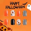 Halloween Press On Nail Plastic Artificial Nail Featuring Ghostly Stripes And Pumpkin Bat Designs For Costume Parties