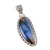 Natural Labradorite Gemstone 925 Solid Sterling Silver Gift Pendant 1.75" k1Q81