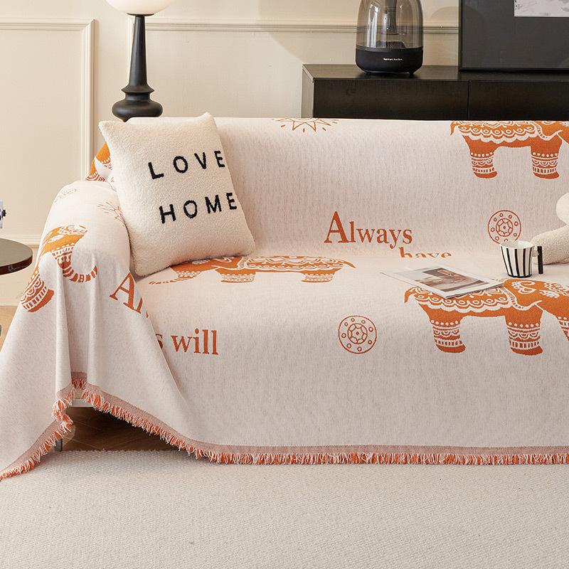 Cartoon Creative Elephant Sofa Towel Chenille Anti-Scratching Sofa Cover Cloth Dustproof Sofa Cover Universal Cover