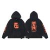 Erkek Geniş Kesim Pamuklu Kapüşonlu Fermuarlı Sweatshirt Sokak Giyim Günlük Harf Baskılı Uzun Kollu Tişört