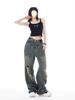 2025 American Retro Autumn Ripped Jeans for Men and Women - Trendy High-End Design with Reversible Wear.
