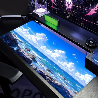 Sea Pattern XXL Gaming Mouse Pad, Non-slip Stitched-edge Desk Mat, Keyboard Mat, Computer Accessories for PC Gamers, 1000x500