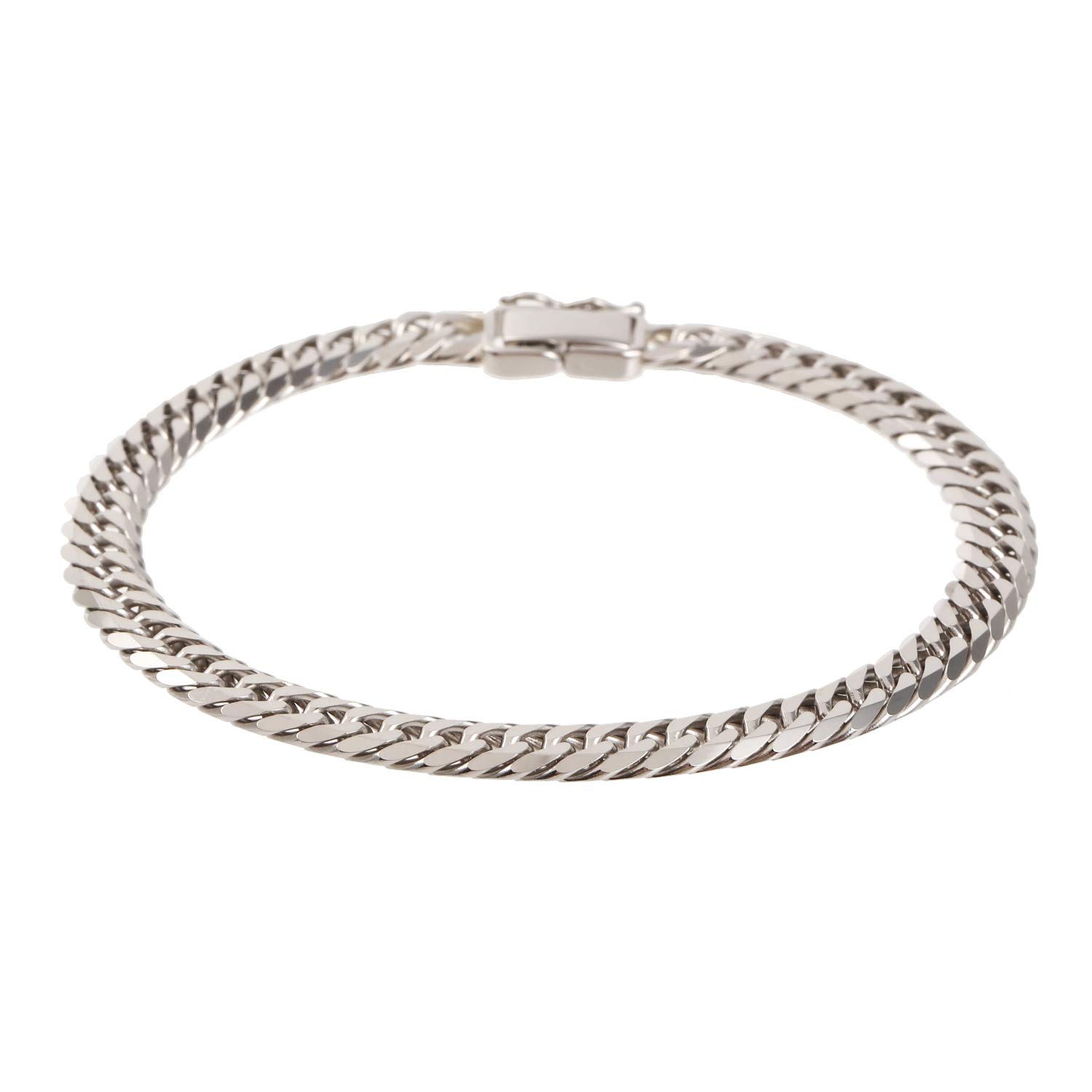 

Platinum Bracelet Pt850 W Kihei Chain Made in Japan Certification Stamp 20g 18cm Middle Clasp [Fairy Kallet] 6-sided срібний