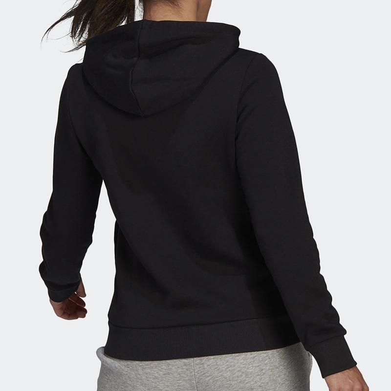 Adidas Essentials Logo Fleece Hoodie Black/White Women Streetwear GL0653