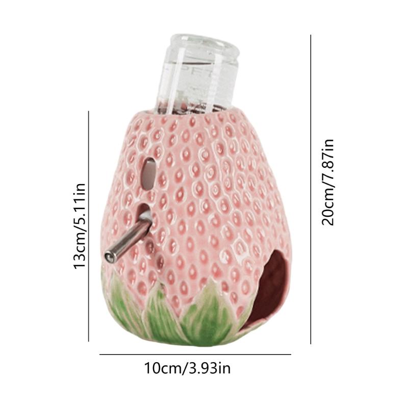 Chew Resistant Ceramic Hamster Drinking Dispenser Strawberry Shelter Cave Small Animal Water Dispenser Feeding Accessory