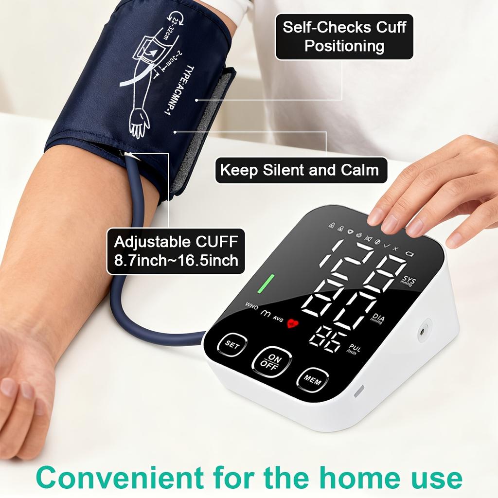 Automatisches Oberarm-Blutdruckmessgerät mit Sprachansage Digitaler BP-Manschette Sphygmomanometer Heimgebrauch Gesundheitsgerät