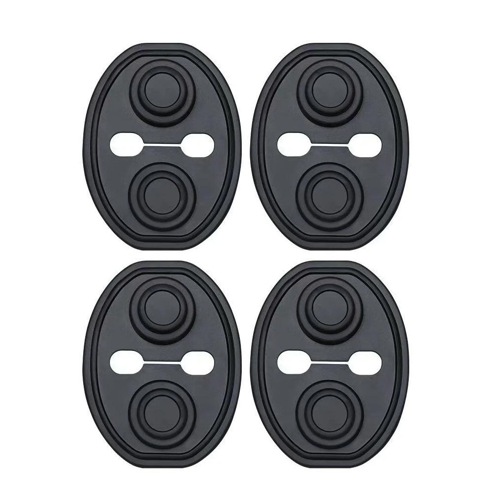 4Pcs Car Door Lock Buffer Shock Absorber Damping Seal Quiet Striker Rattling Soundproof Insulation Door Lock Covers чёрный