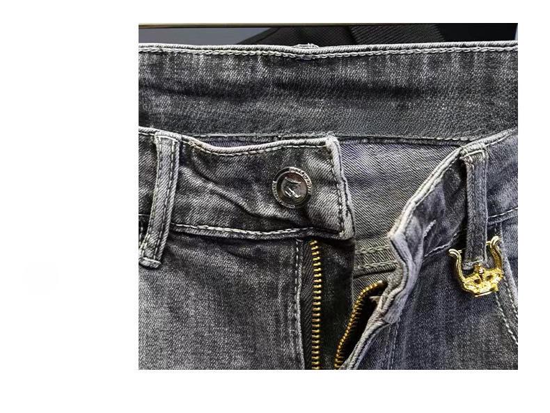 Men's Trendy Slim Fit Ripped Denim Embroidered Shorts