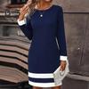 Women Elegant Pullover Dress Striped Print O Neck Long Sleeve Casual Dress Spring Autumn Mini Dress Slim Fit Dress