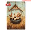 2D Flat, 1pc Chicken-Themed Iron Metal Wall Sign - Vintage Farmhouse Barn Outdoor Decor with Hen & Chicks Coop Art, 8x12 Inch Rustic Country Decoratio