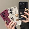 Xiaomi13t Cute 3D Bear Coffee Liquid Silicone Case On For Xiaomi Mi 13t Pro 13 T Mi13t Mi13tpro Cartoon Soft Cover Xiaomi13tpro