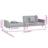 2 Seater Sofa Bed with 2 Pillows Light Grey Fabric