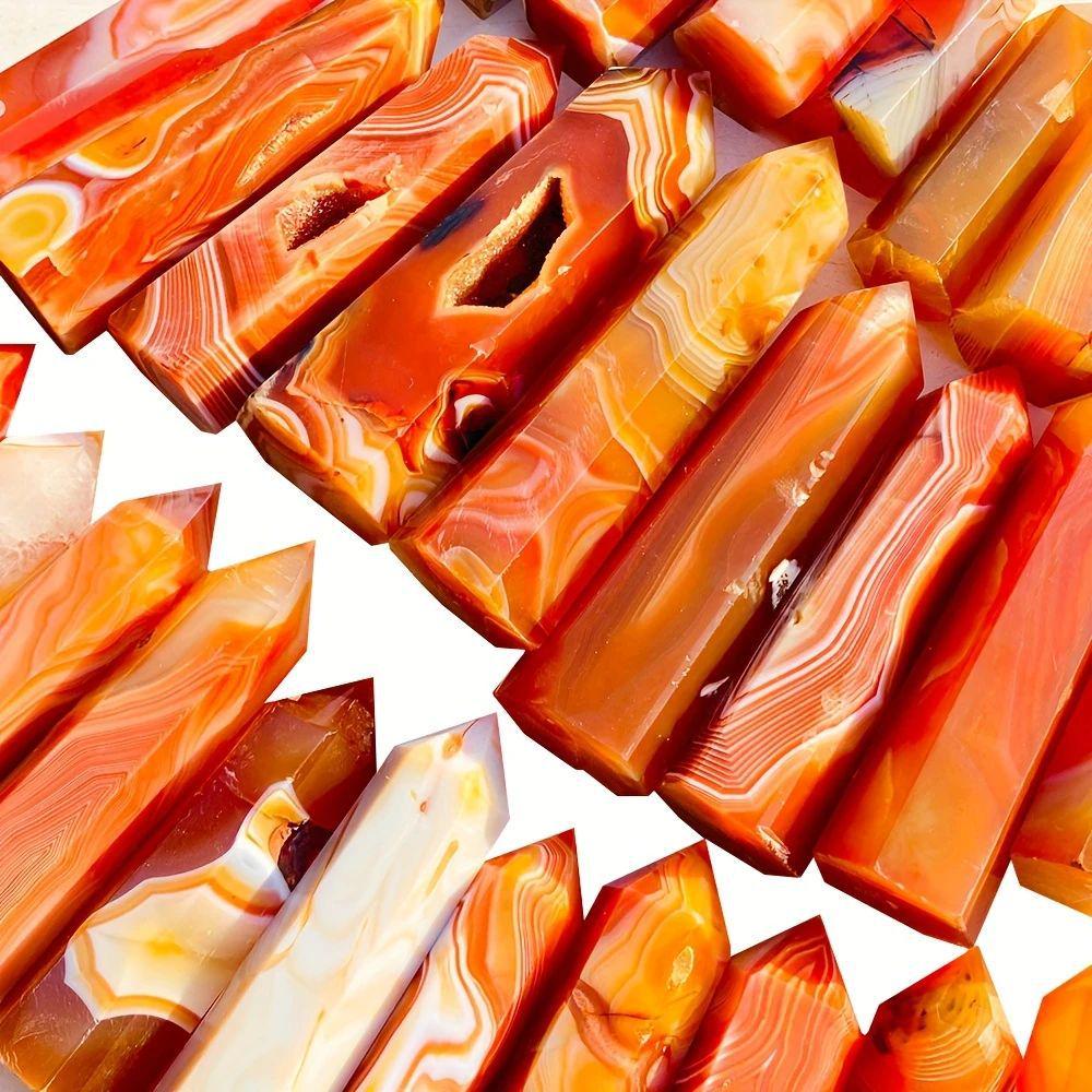 Polished Red Agate Hexagonal Pillar for Home or Office Décor