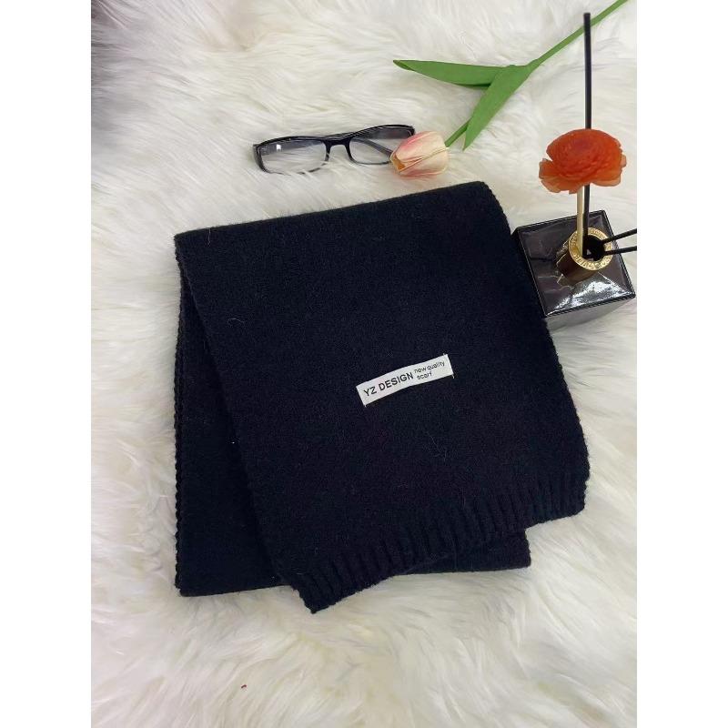 New Korean Style Soft and Skin Friendly Solid Color Versatile Knitted Scarf for Women Winter Warm and Comfortable Scarf Whitening Student Couple