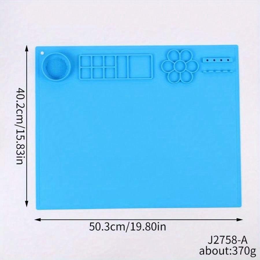 Silicone Painting Mat Kids Art Crafts Pads with Cup and Paint Brush Holder Palette DIY Handmade Mat