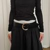 Metal Buckle Leather Waistband Jeans Girdle Western Cowboy Belt Retro Women Wide Belt  Girl