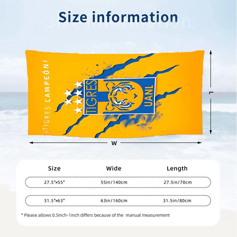 Tigres UANL (19) Theme Beach Towel Sand Resistant Soft And Comfortable Suitable For The Pool Camping Yoga And Diving A Travel
