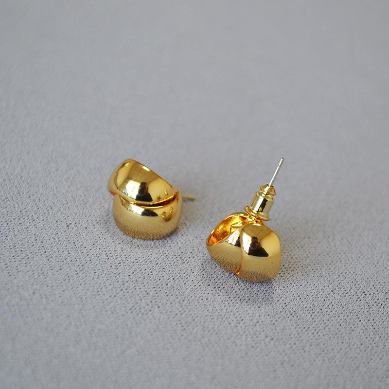 Niche Fashion Simple Exquisite Brass Gold-plated Double C Winding 925 Silver Needle Cold Temperament Stud Earrings Earrings Women