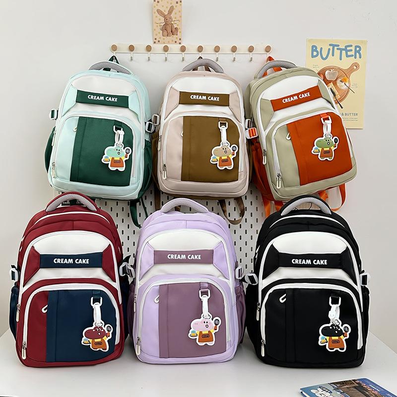 

Backpack for Women New High Value Large Capacity Casual Backpack Trendy and Fashionable Lightweight Cartoon Bear School Bag With pendant