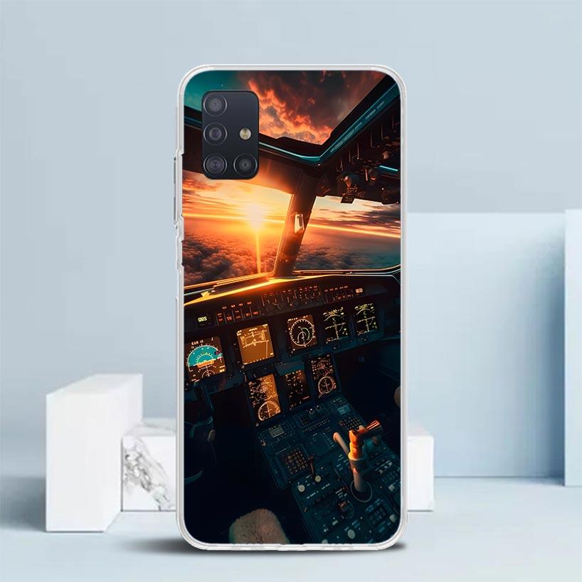 

Aviation Aeroplane Pilot Cockpit Soft Cover for Samsung Galaxy A12 A22 A32 A52 A72 A02S Phone Case Note 20 Ultra 10 S10 Plus A51 Samsung A50