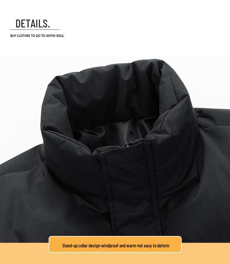 2026 Winter Stand-Up Collar Cotton-Padded Jacket: Trendy Men's Outdoor Loose Warm Coat