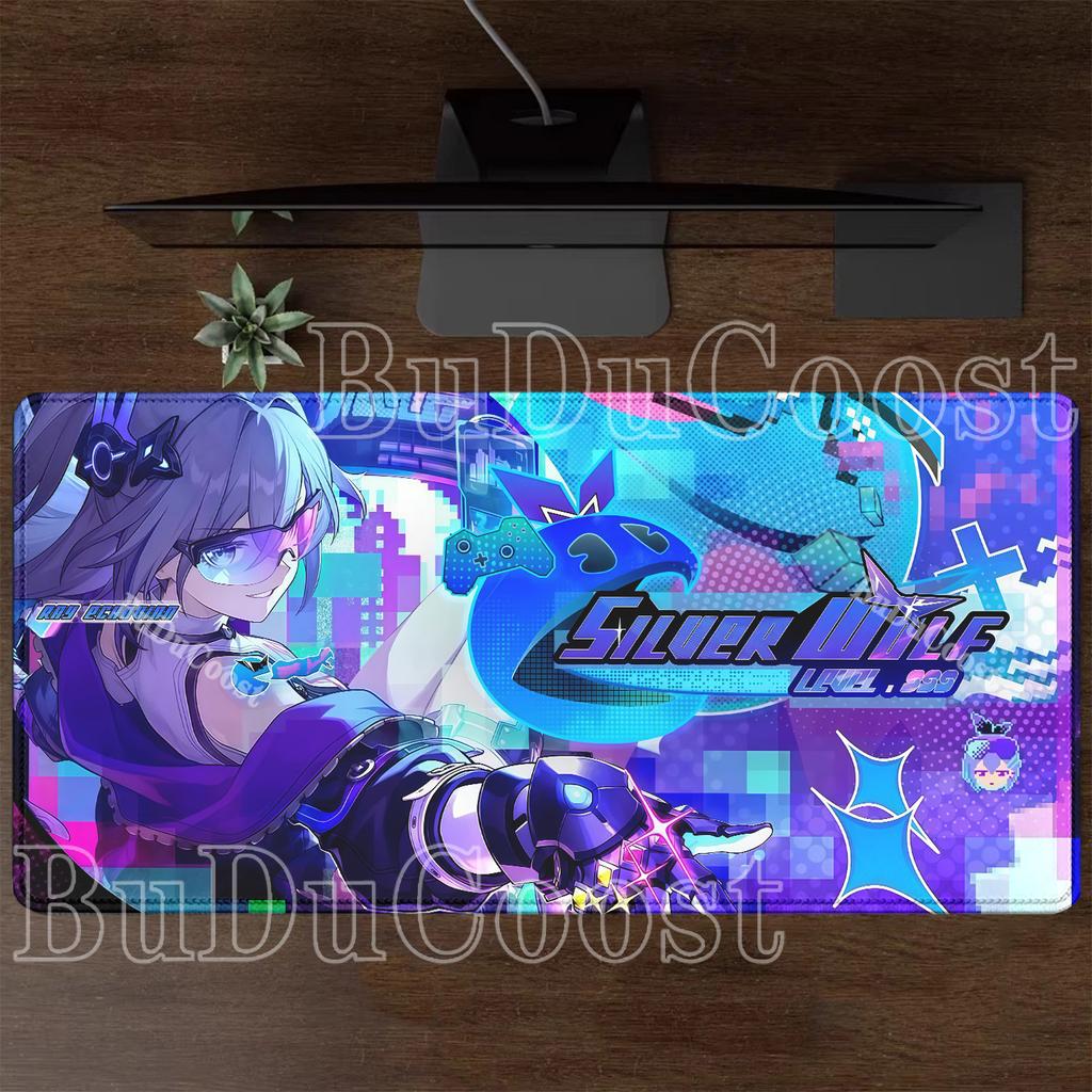 Larger Silver Wolf LV.999 Mousepad HSR Honkai Star Rail PC Gaming Keyboard Anime Girl Kawaii Mouse Pad HD Printing XXL Desk Mat
