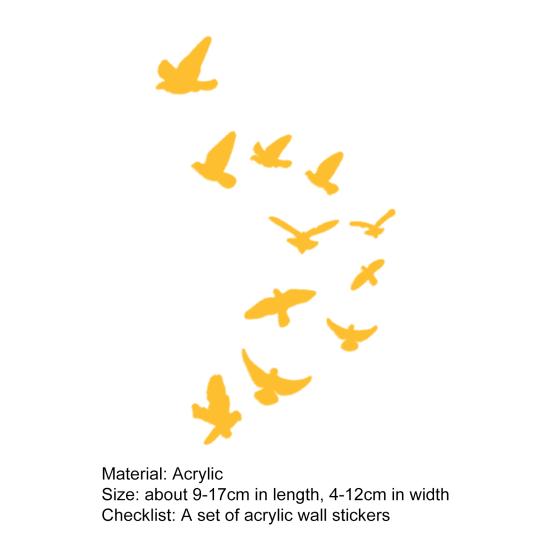11Pcs/Set Wall Sticker Wide Application Convenient Acrylic Bird Vivid 3D Wall Decorative Sticker for Home