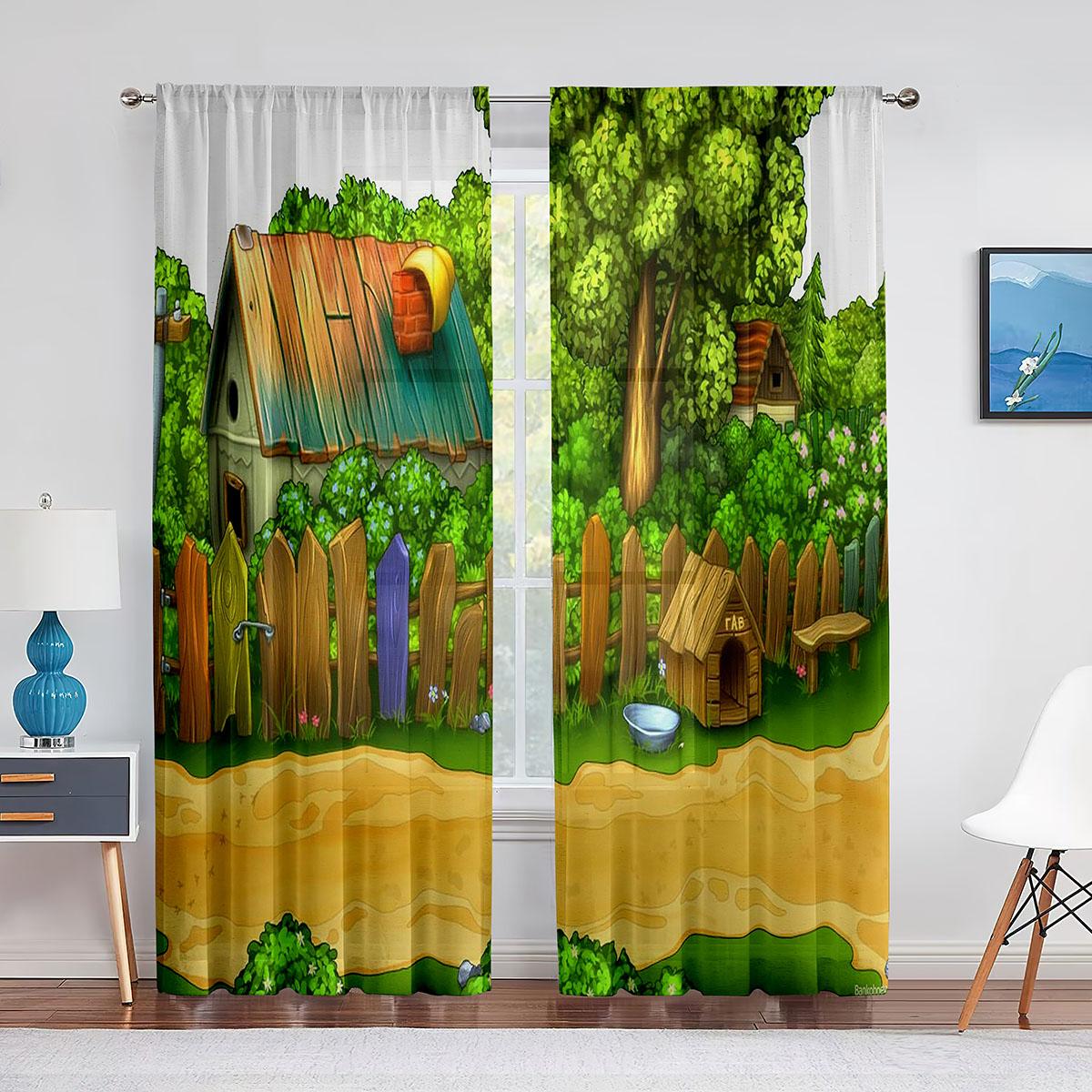 Загородная ферма-сарай с петухом и восходящим солнцем — фото 3