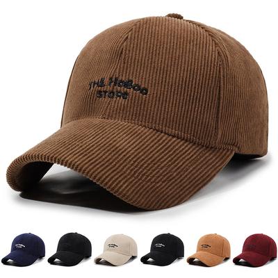 Women Corduroy Baseball Cap Men Outdoor Riding Autumn Winter Letter Duck Tongue Cold-Proof Warm Cap